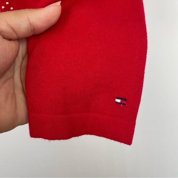 Tommy Hilfiger red long sleeve with gold studded sweater size Medium - Picture 4 of 12